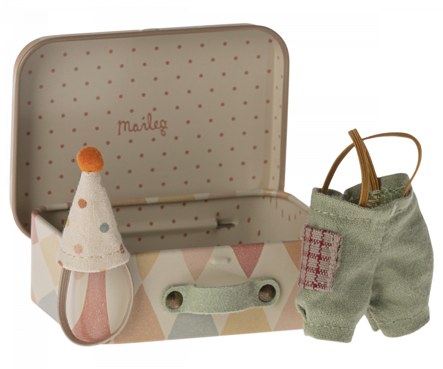 Maileg Clown Clothes in a Suitcase, fits Little Brother/Sister