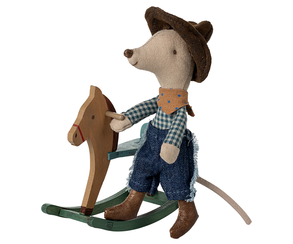 Maileg cowboy mouse & rocking horse, little brother