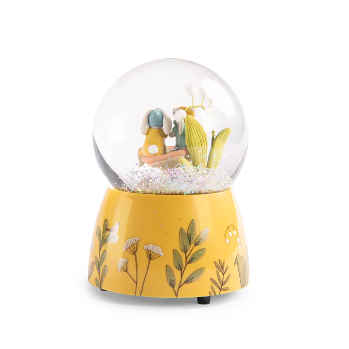 Moulin Roty Musical Snow Globe, Trois Petits Lapins