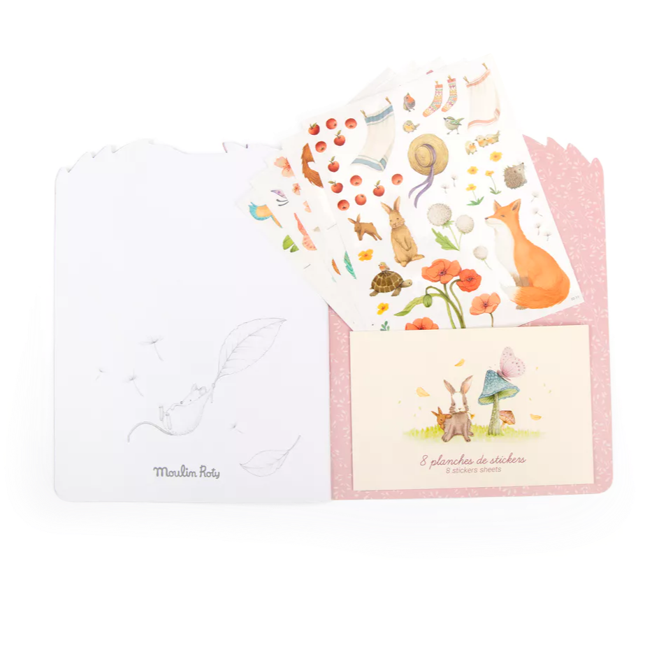 Moulin Roty Colouring Book and Stickers, Les Rosalies