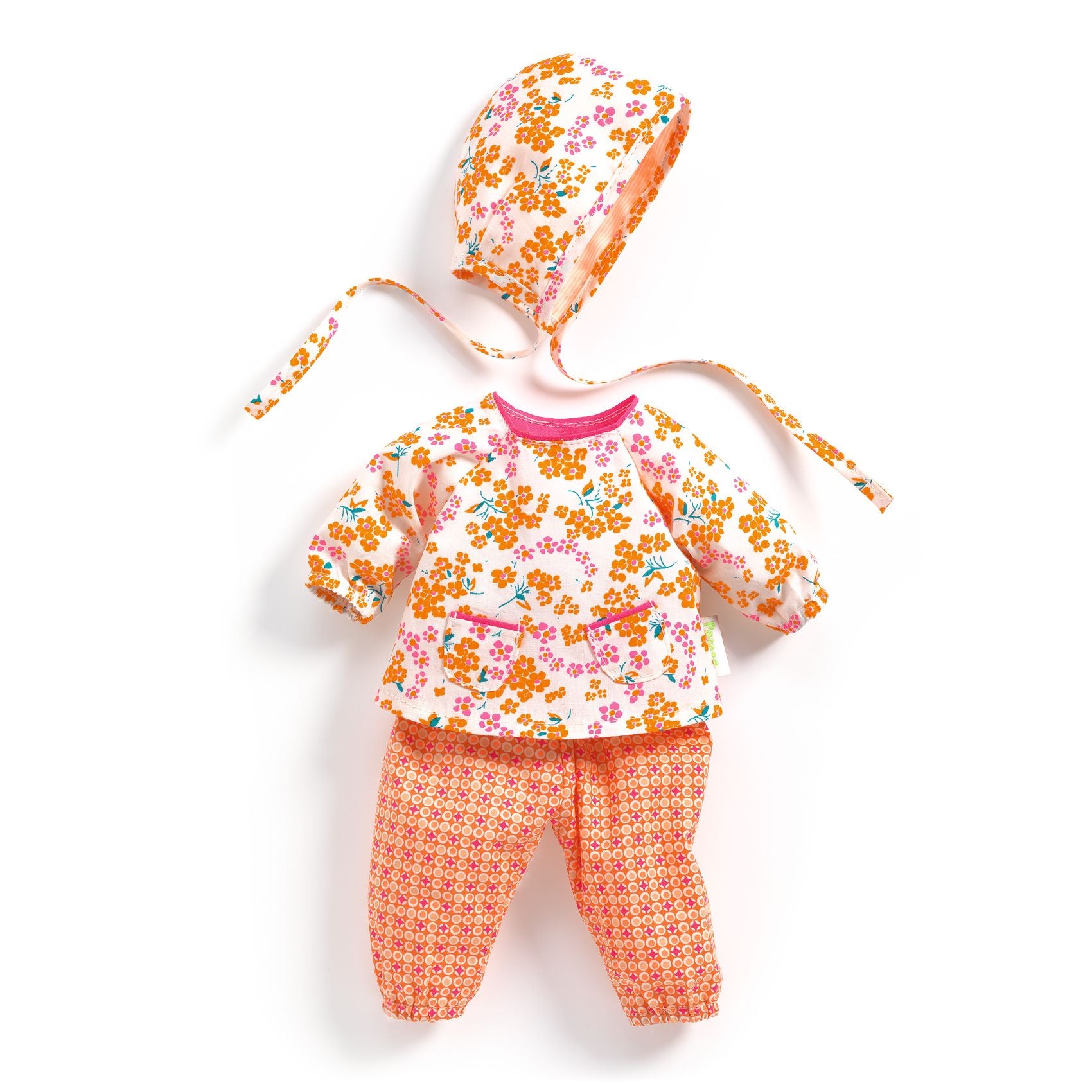 Children's floral outfit with a jacket and pants on a white background