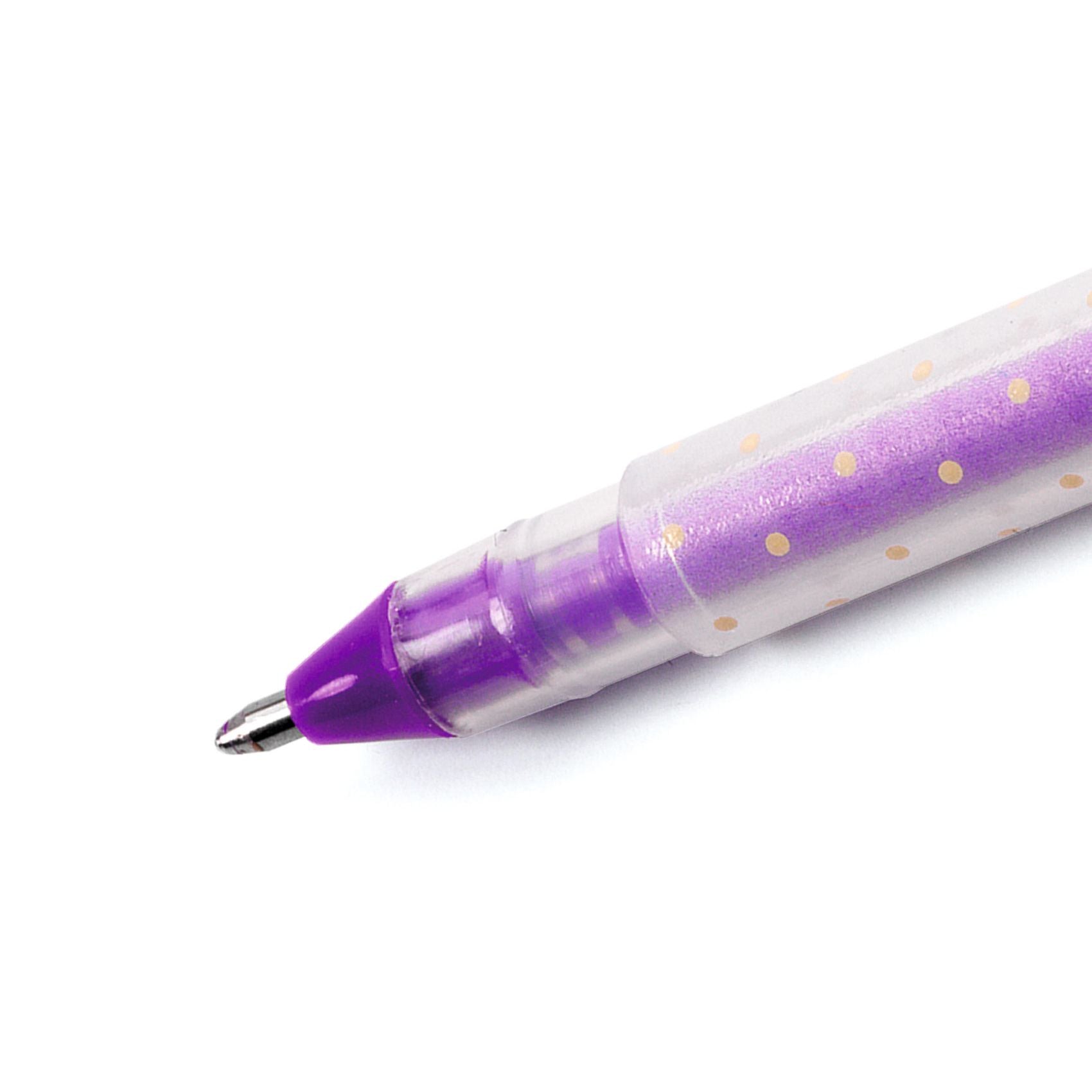 Purple pen with a clear grip on a white background