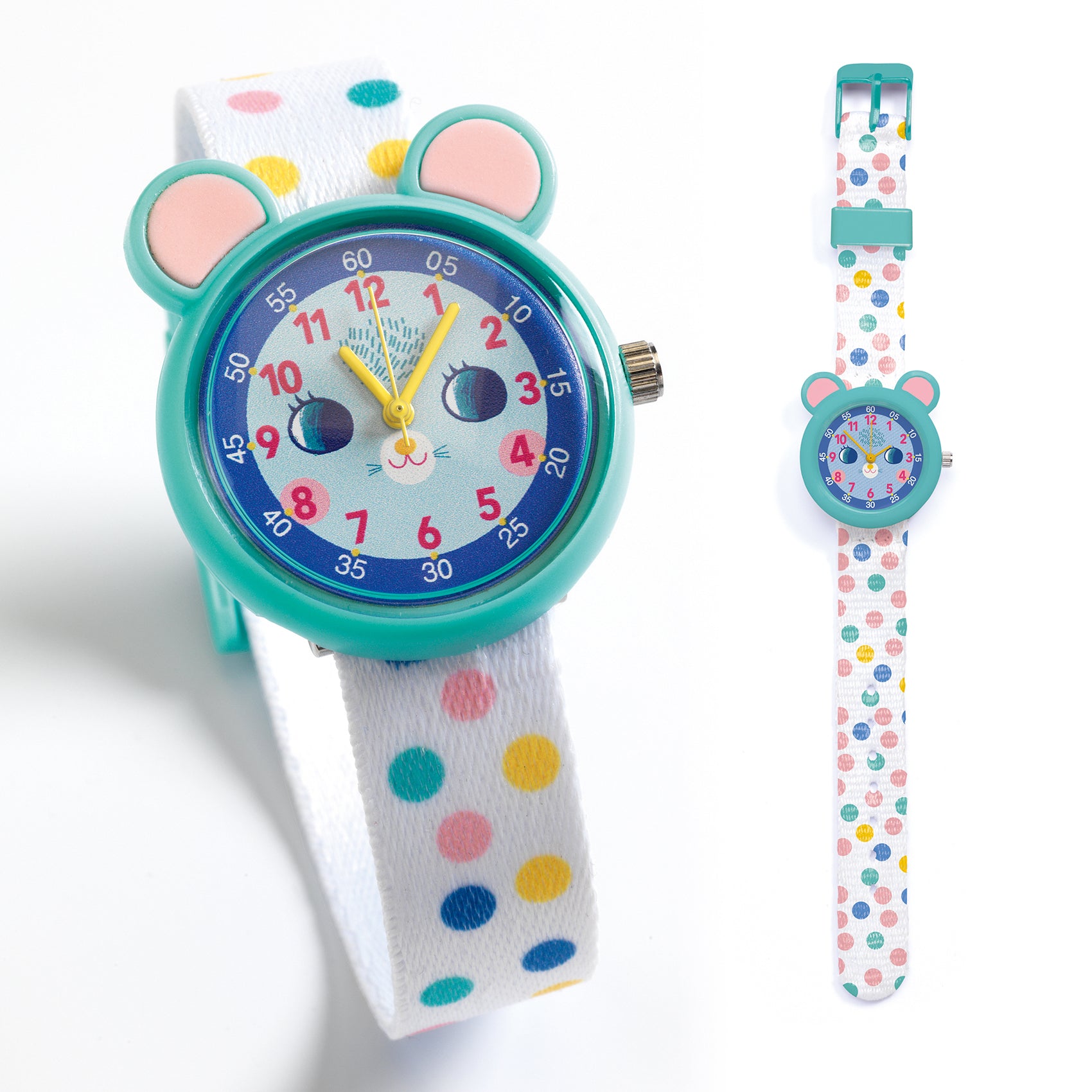 Children's watch with a colorful strap on a white background