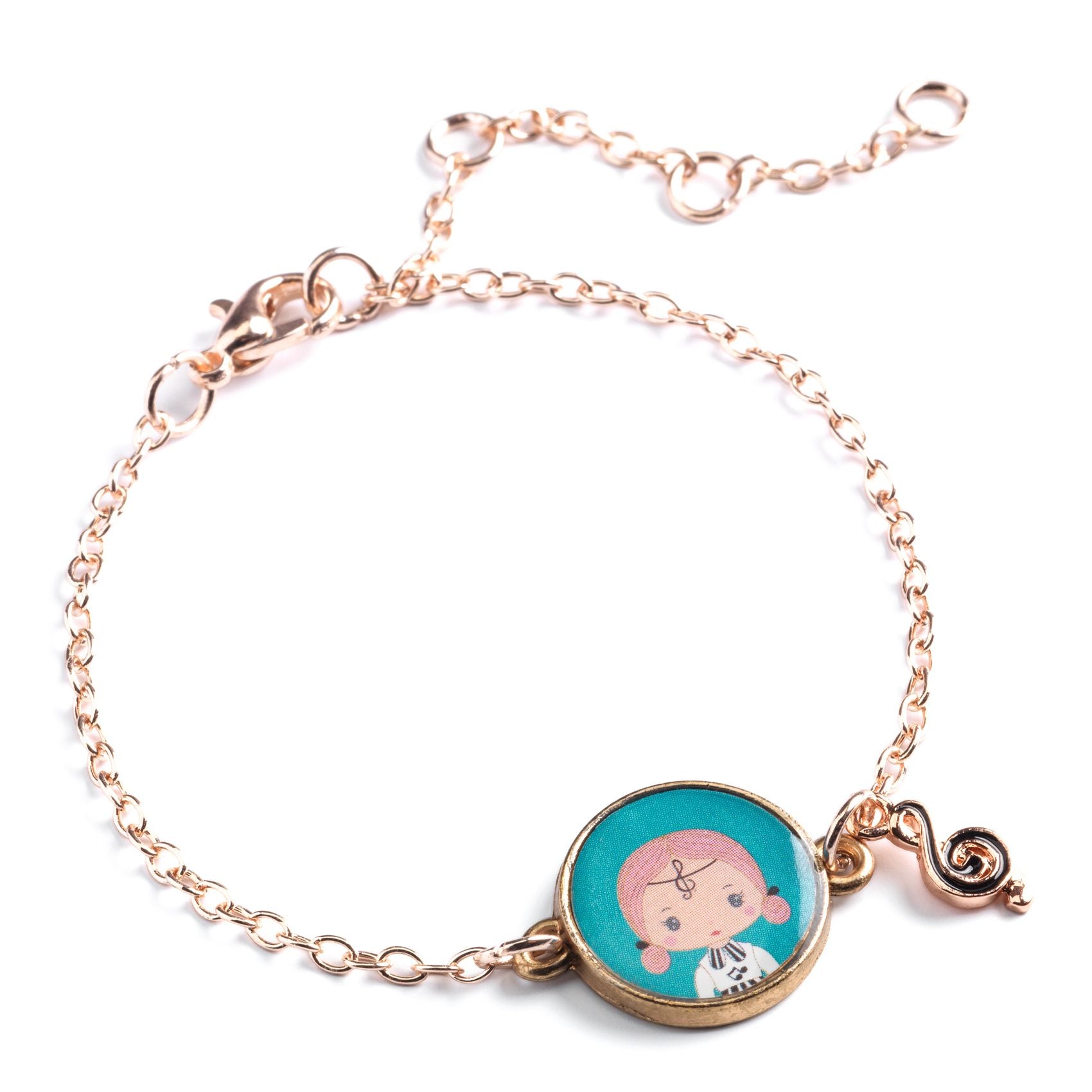 Bracelet with a character charm on a white background
