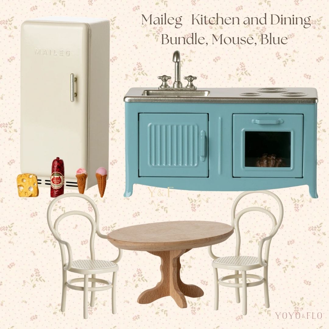 Maileg Kitchen & Dining Bundle, Mouse, Blue