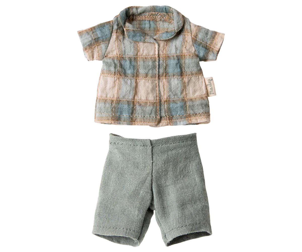 Plaid shirt and shorts set on a white background