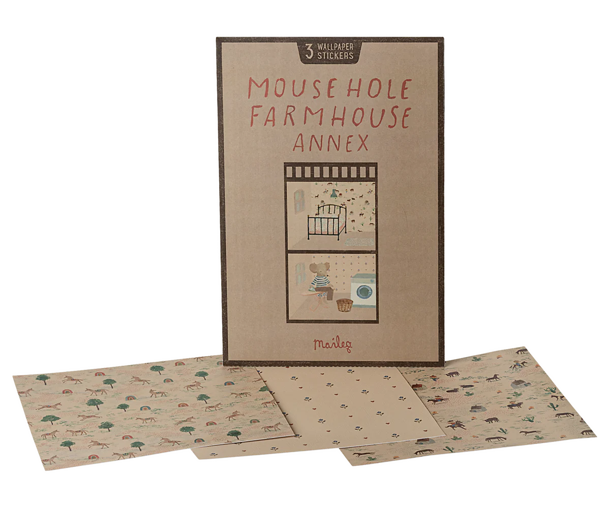 Maileg Set of 3 Wallpaper Stickers for Mouse Hole Farmhouse Annexe