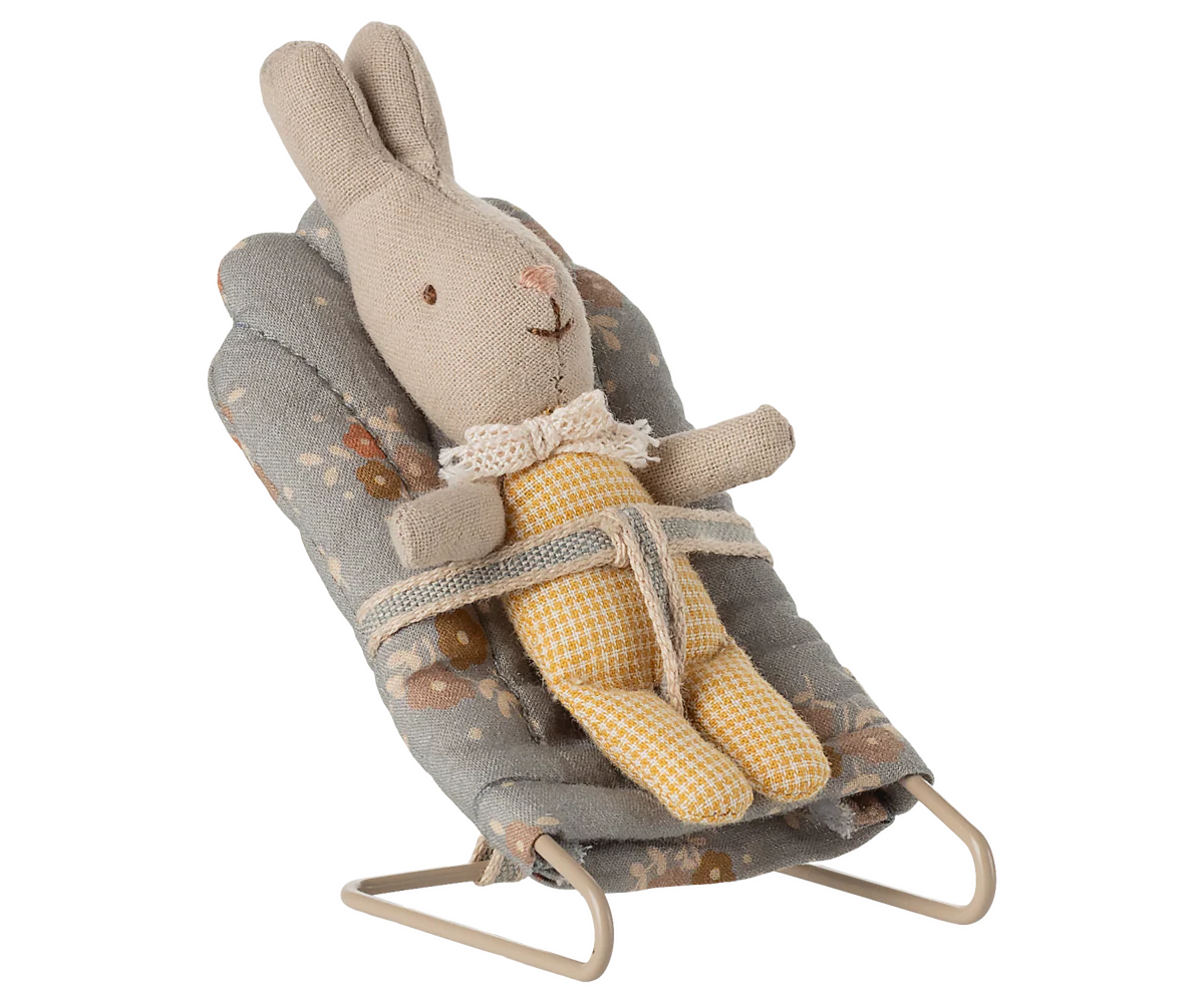 Maileg bouncer chair in blue with my rabbit
