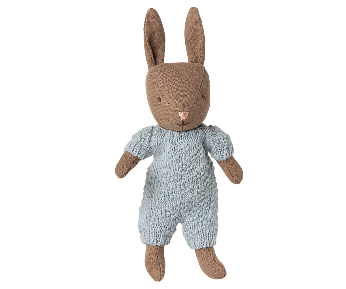 Maileg micro rabbit brown with blue suit