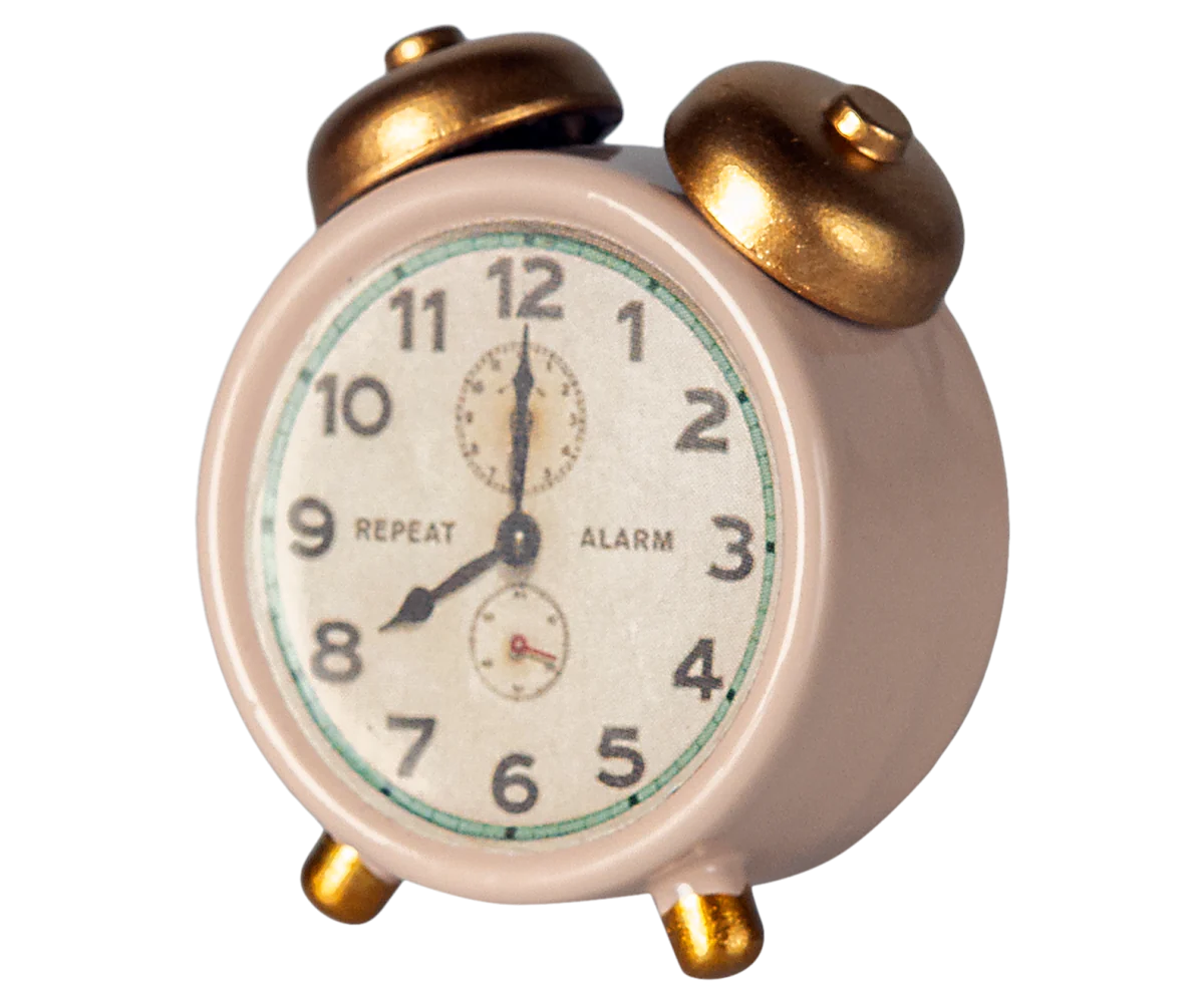 Maileg mouse house miniature alarm clock, pink