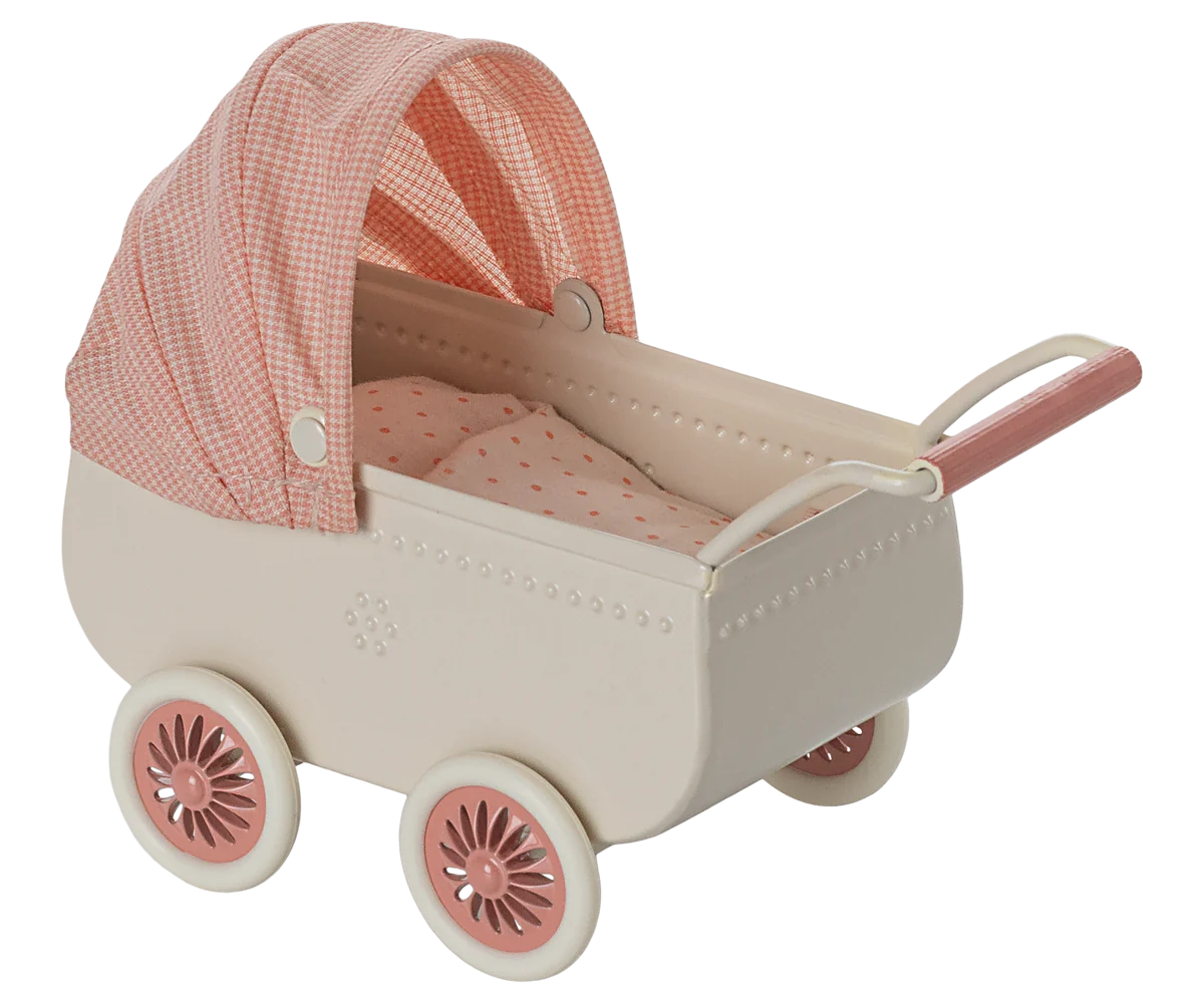 Maileg pram for mice coral