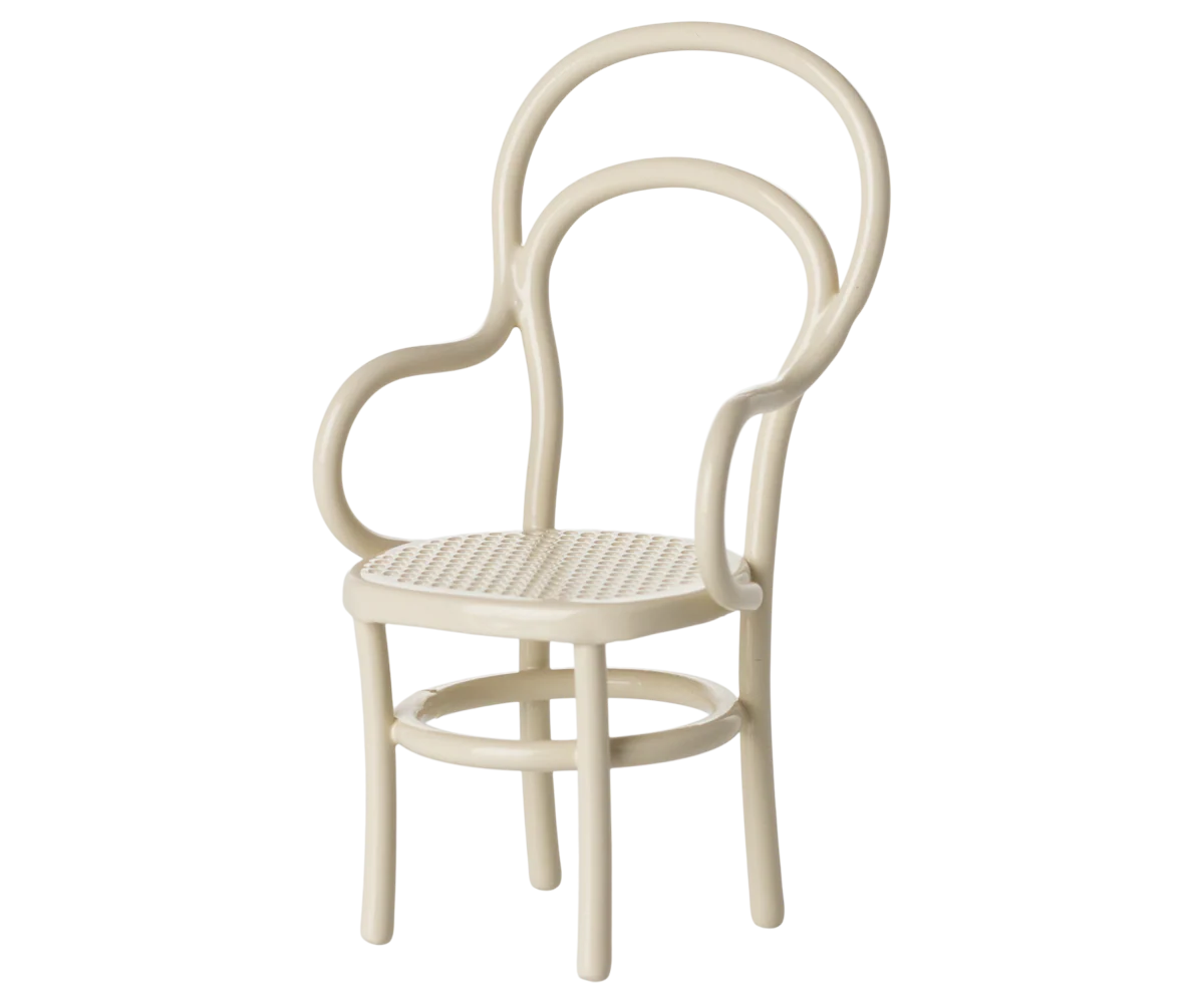 Maileg White chair with armrests on a white background