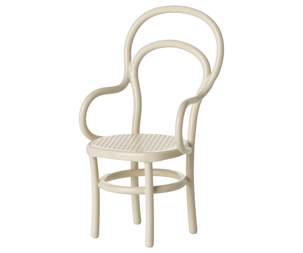 White chair with armrests on a white background