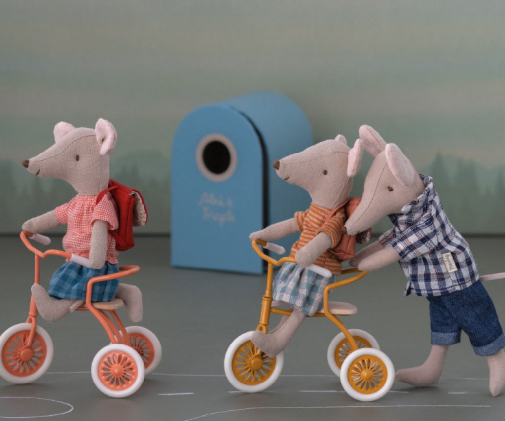 Maileg tricycle mice and tricycles