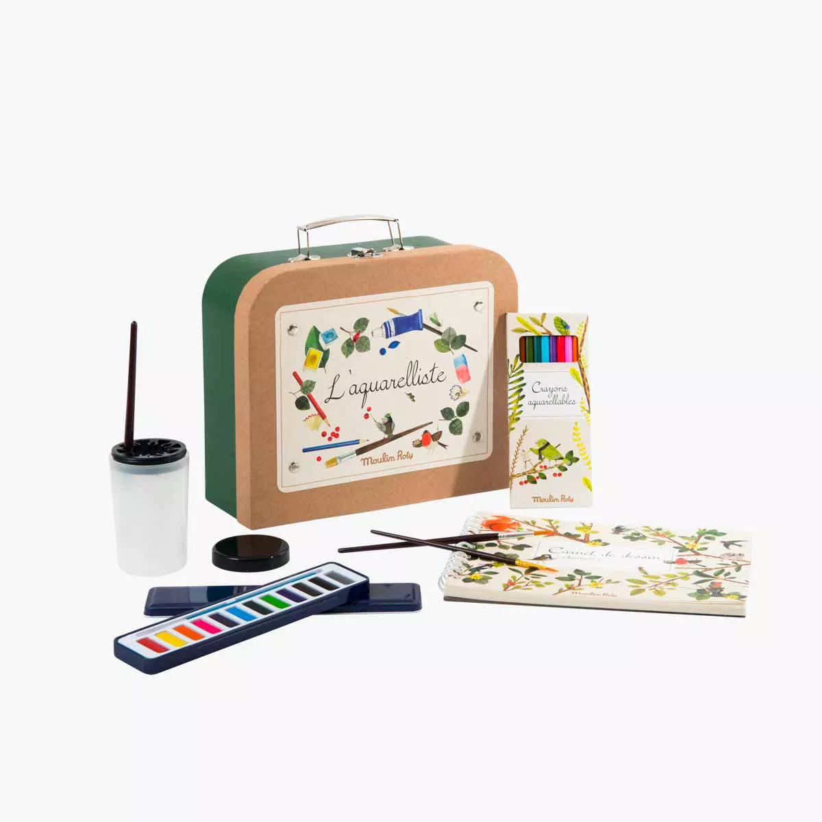 Moulin Roty L'aquarelliste suitcase watercolour paint set