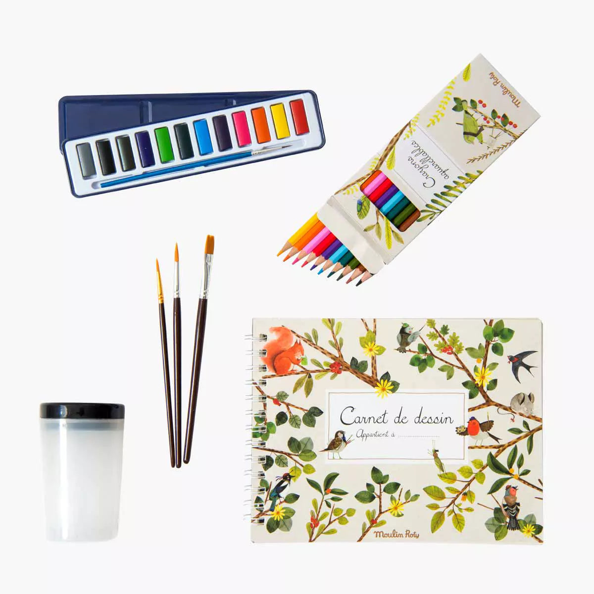 Moulin Roty L'aquarelliste suitcase watercolour paint set
