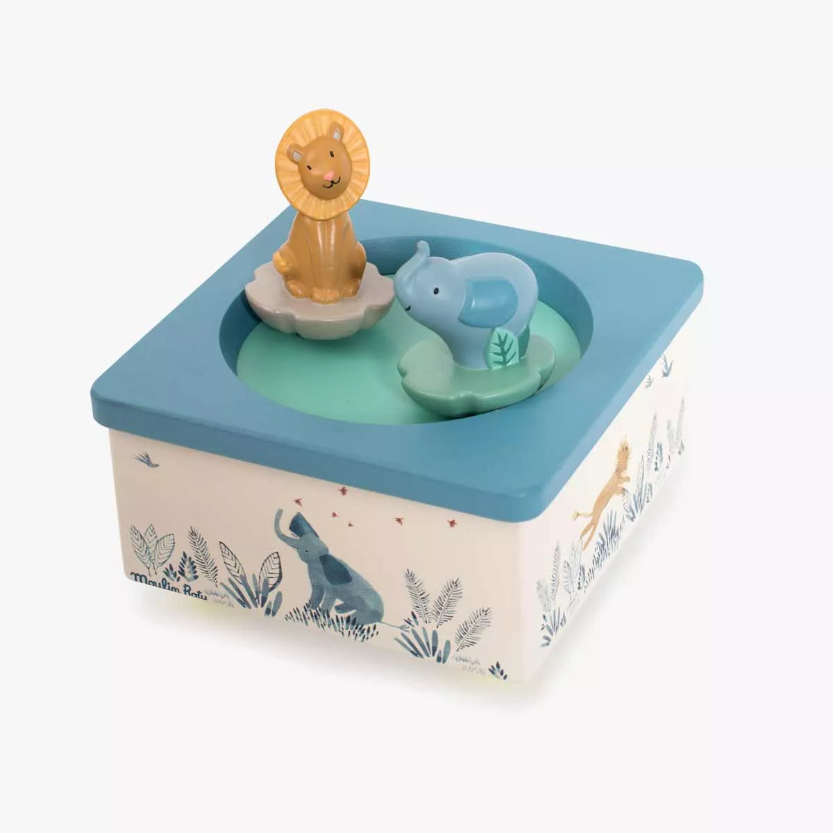 Moulin Roty Musical Box, Lion & Elephant