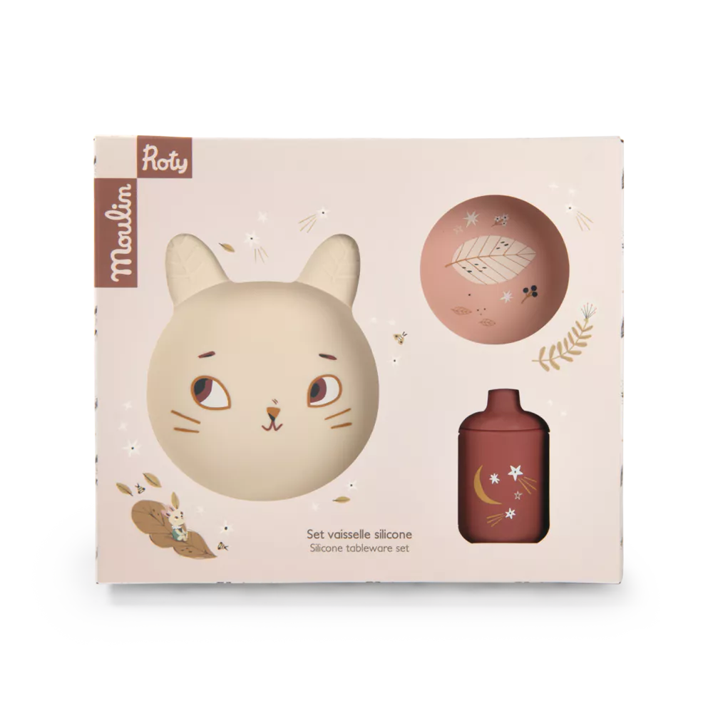 Moulin Roty Silicone Tableware Set, Apres La Pluie