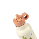 Children's water bottle with a pink lid on a white background