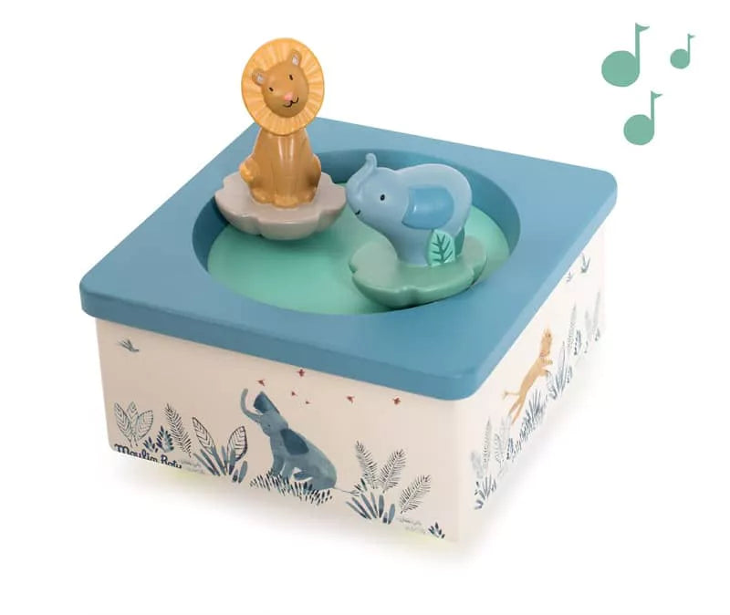 Moulin Roty Musical Box, Lion & Elephant
