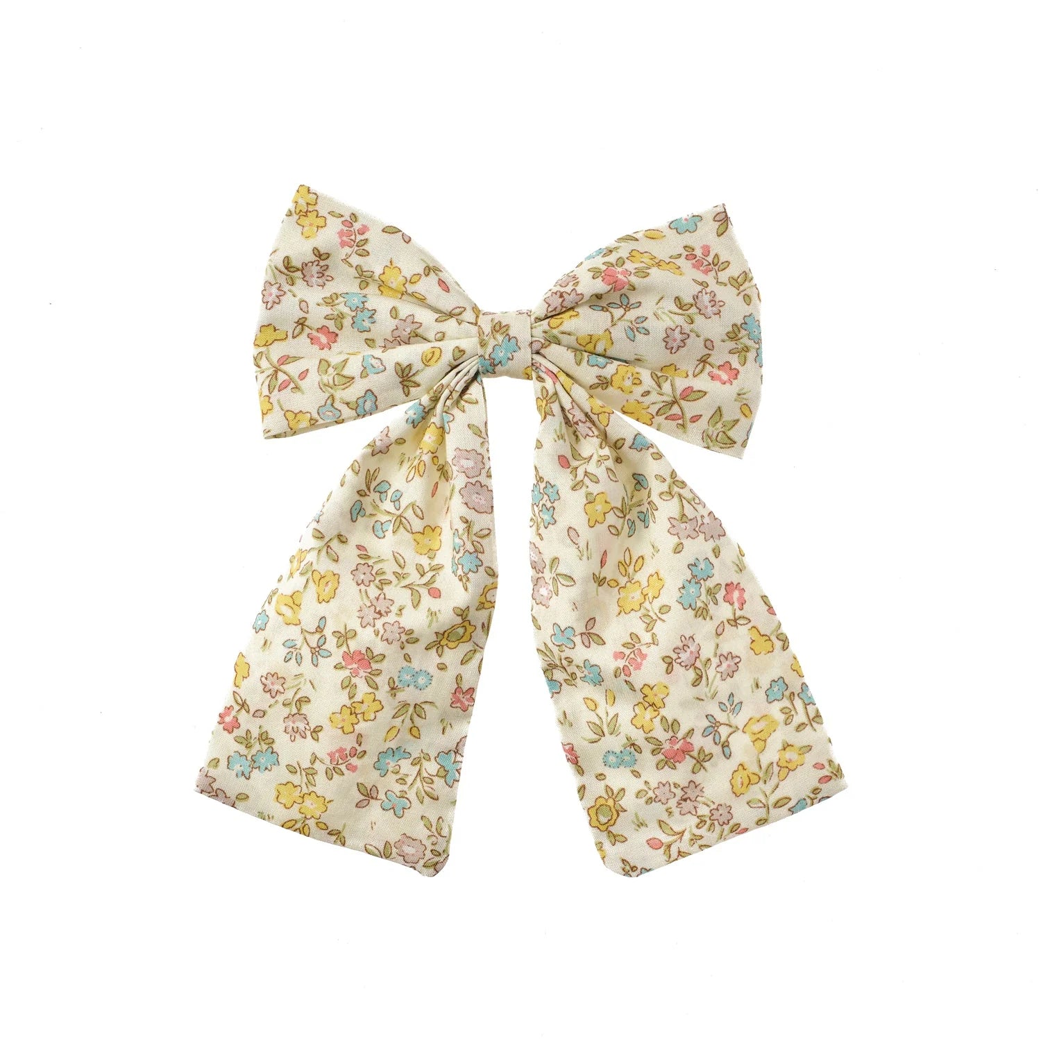 Floral patterned bow on a white background