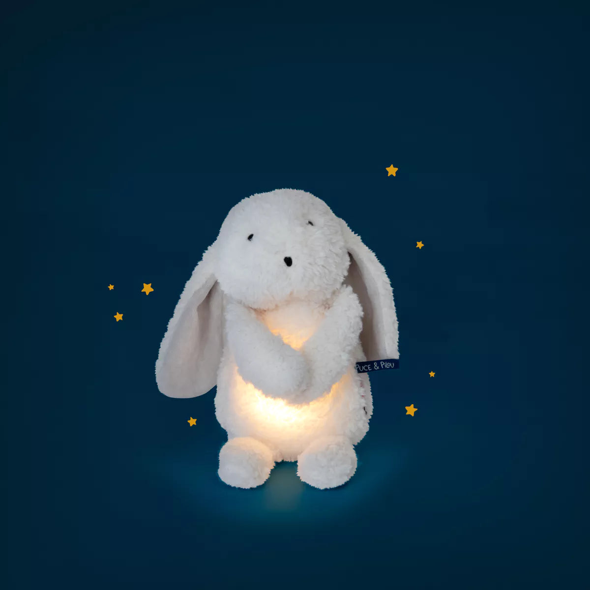 Moulin Roty plush bunny toy light up nightlight puce and pilou