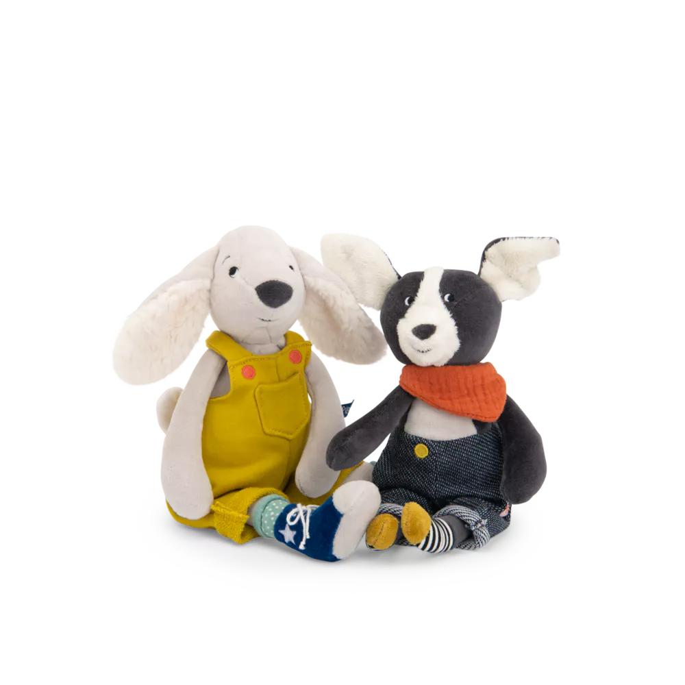 two soft toy dogs by moulin roty