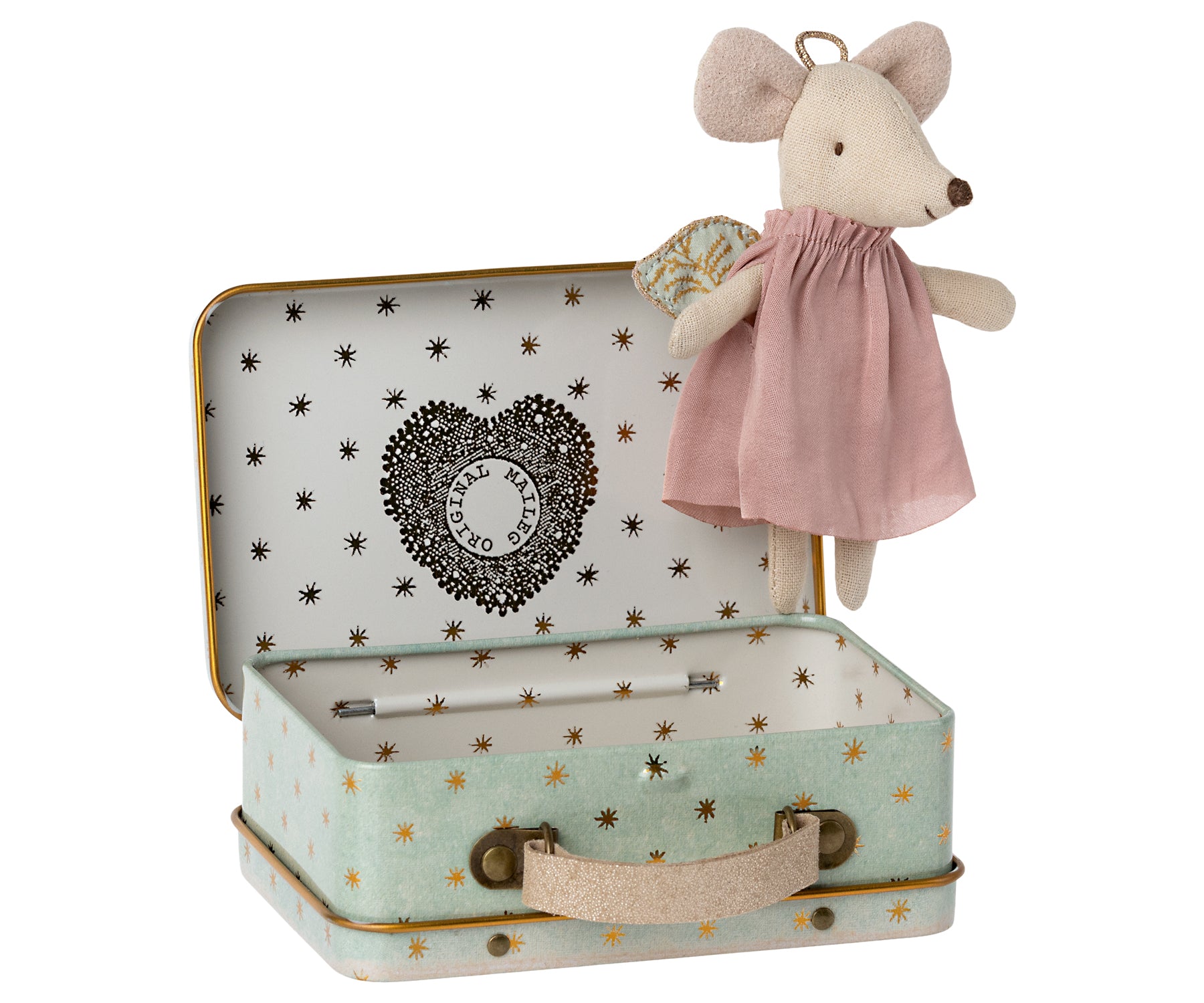 Maileg Angel Mouse in a suitcase