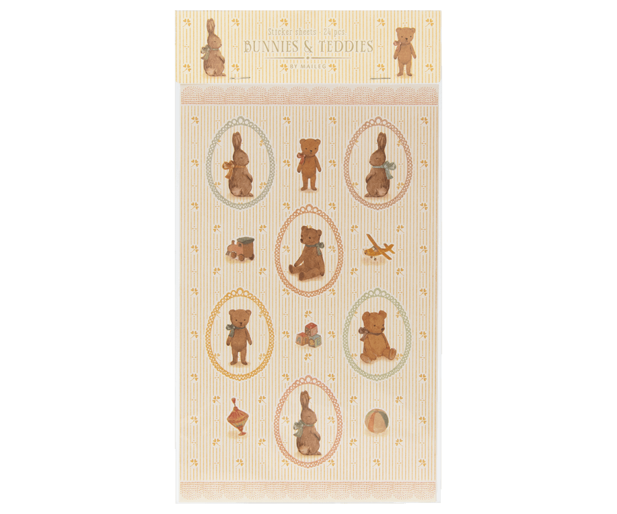 Maileg Sticker Sheet, Bunnies & Teddies, set of 12