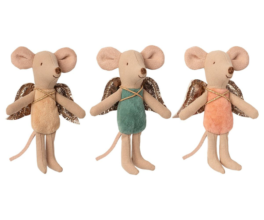 Maileg Fairy mouse with removable gold wings, soft pink