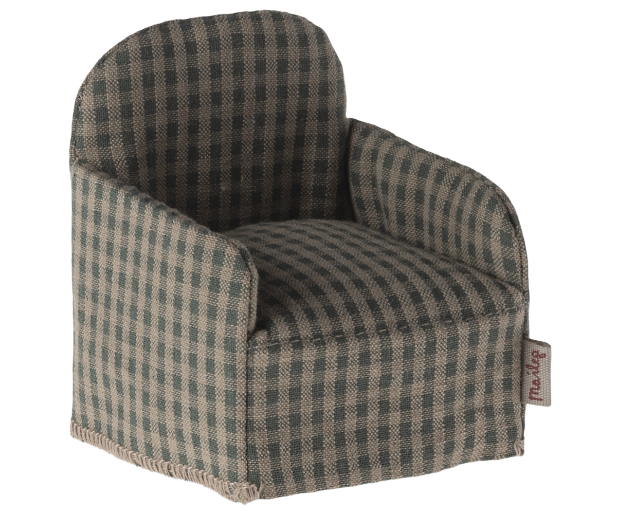 Maileg Armchair for Mouse, Green Check