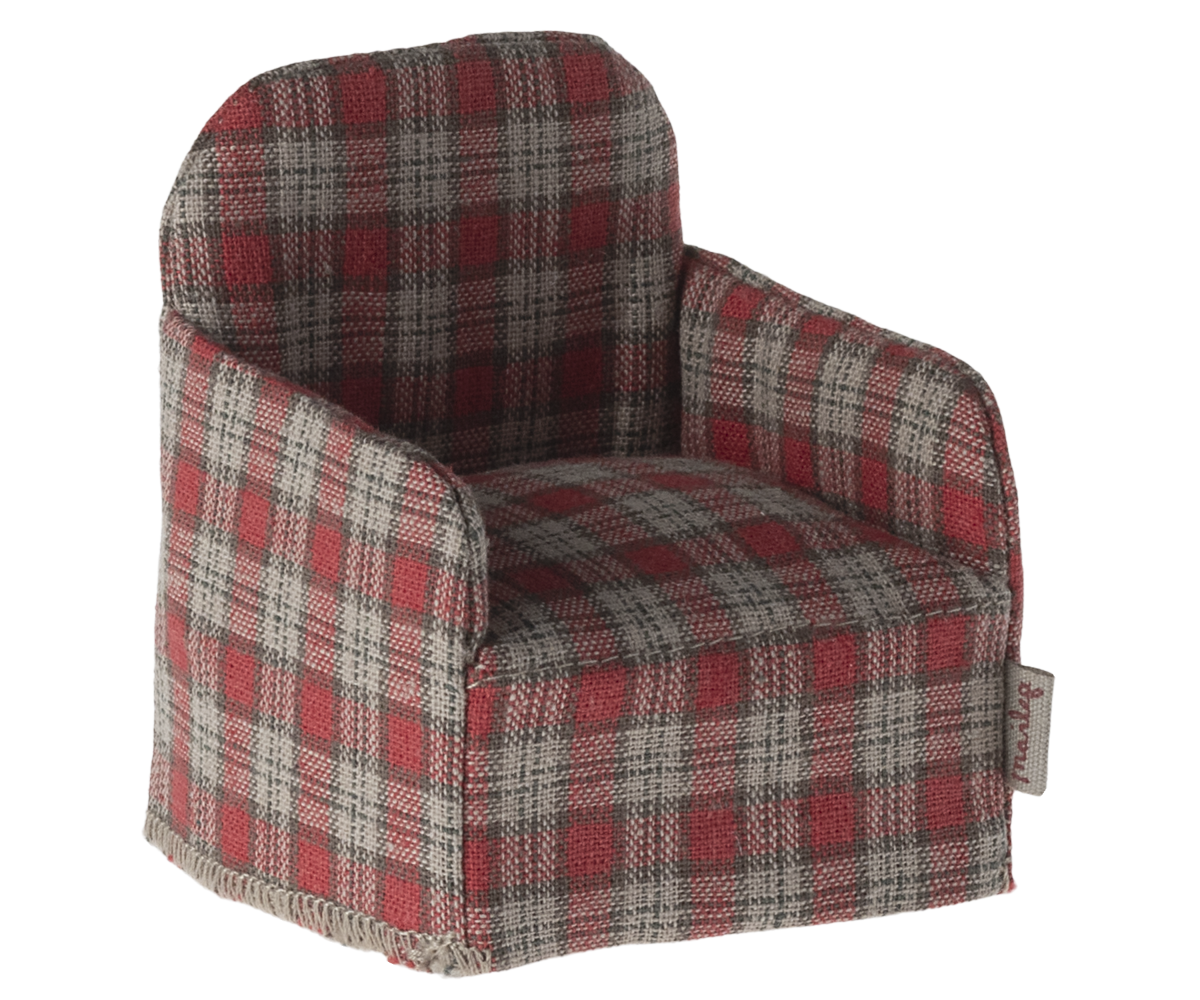 Maileg Armchair for Mouse, Tartan Red Check