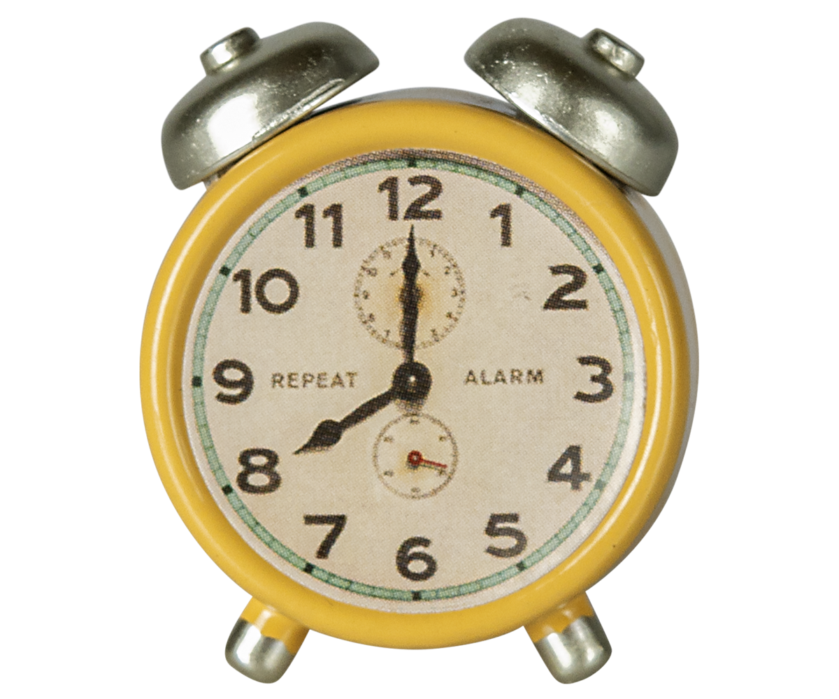 Maileg miniature alarm clock, yellow 