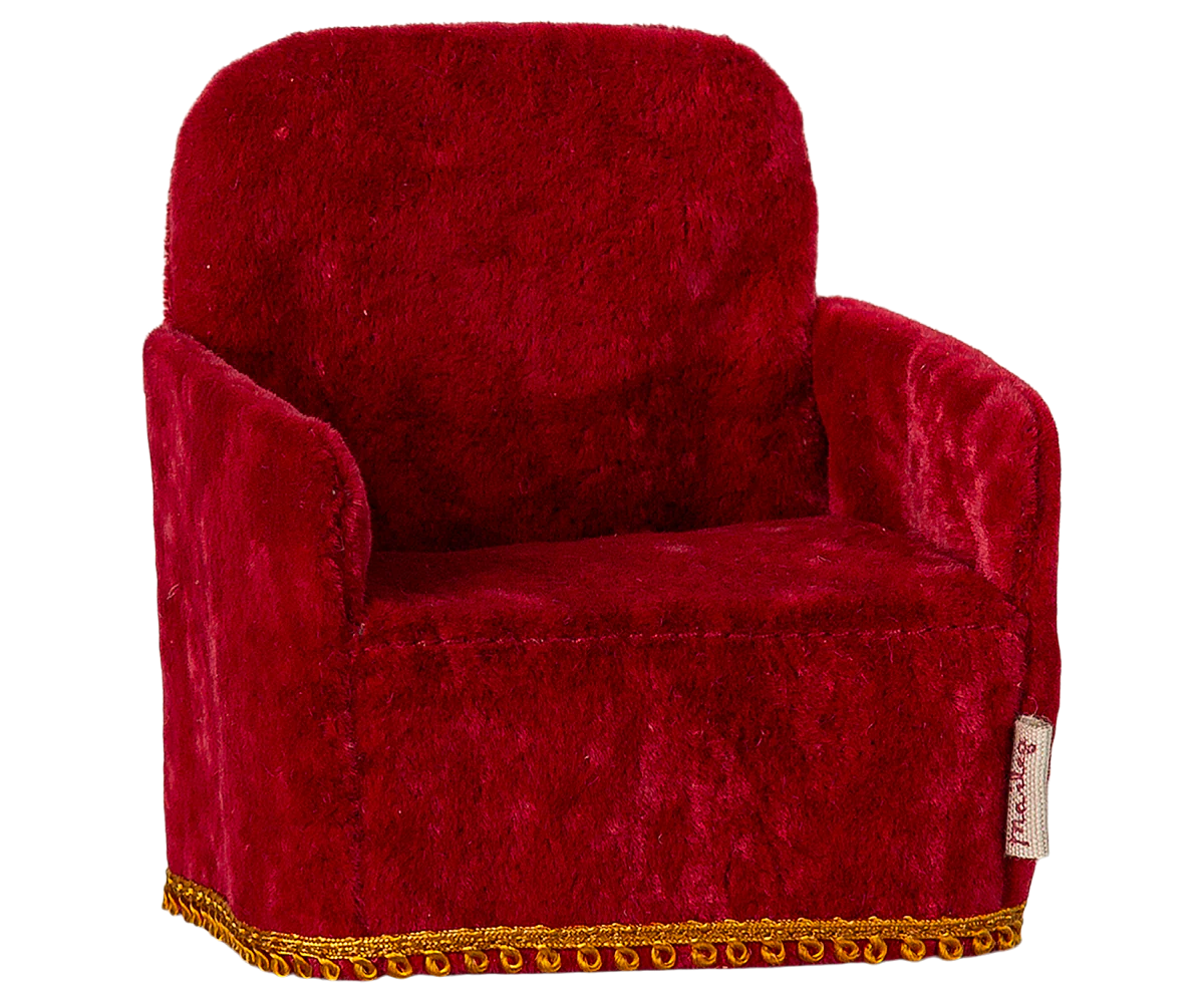 Maileg Armchair for Mouse, Red Plush