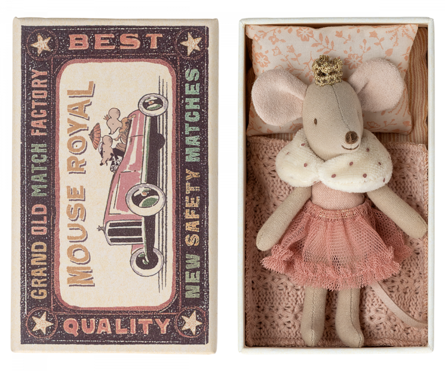 Maileg Princess Little Sister Mouse in a Matchbox
