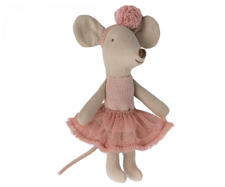 Maileg Little Sister Ballerina Mouse, Rose