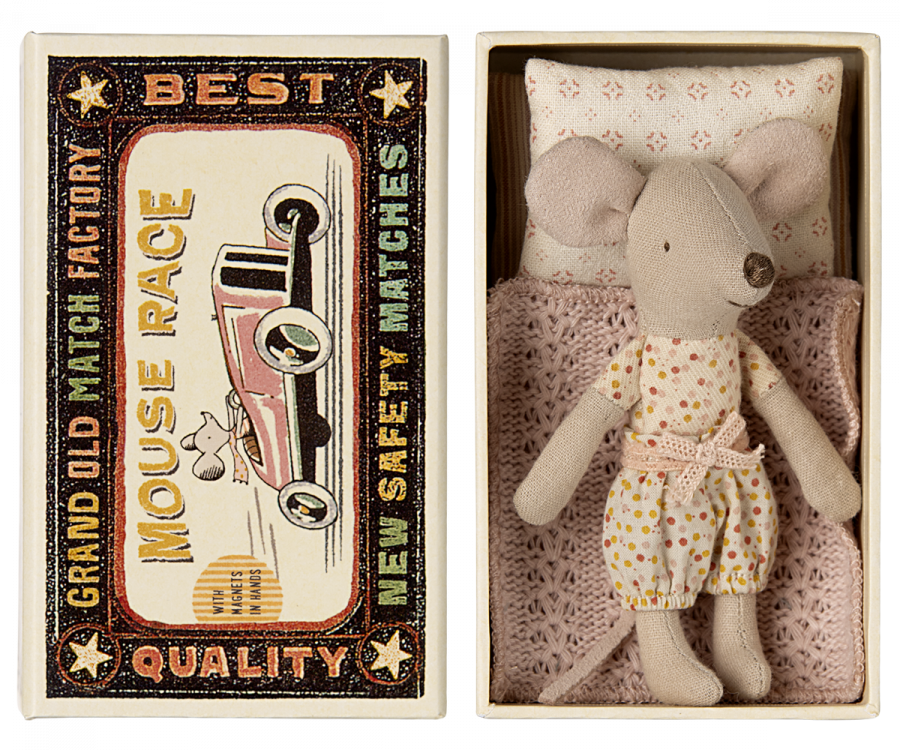 Maileg Little Sister Mouse in a matchbox 