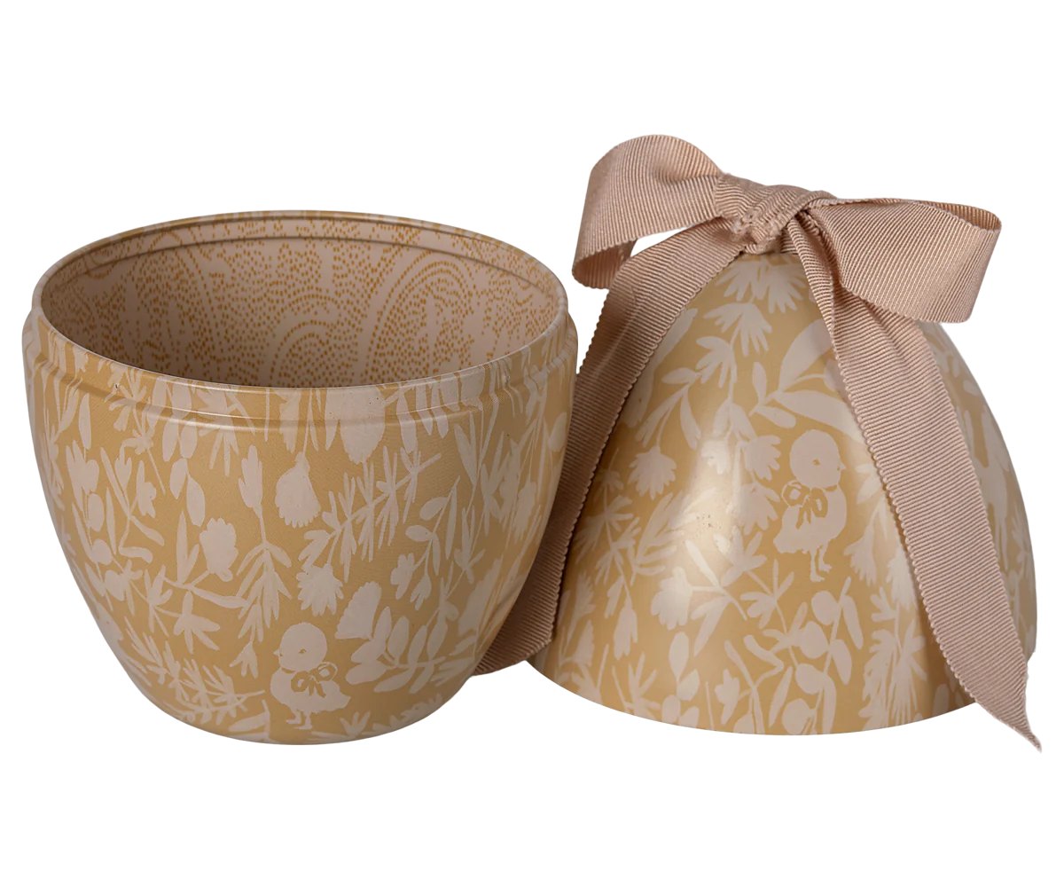 Maileg yellow Easter egg tin with ribbon