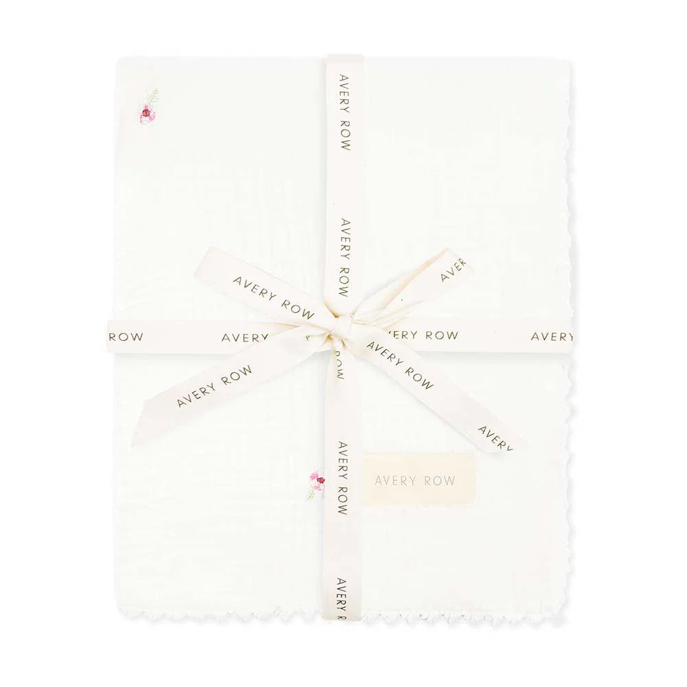 Avery Row Embroidered Muslin Blanket, Anemone