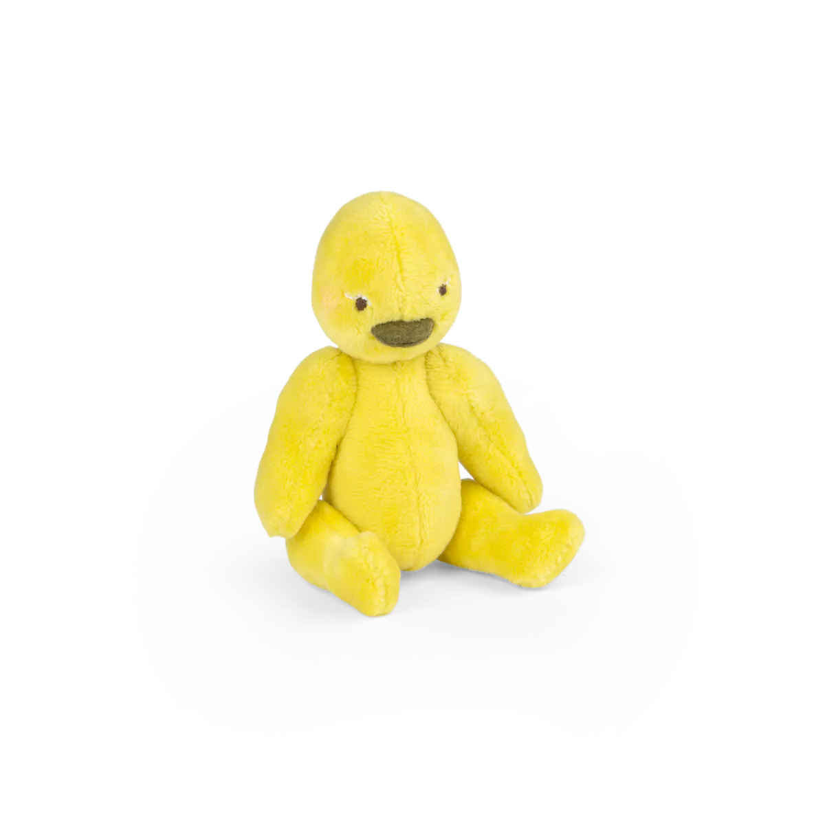Yellow plush toy on a white background