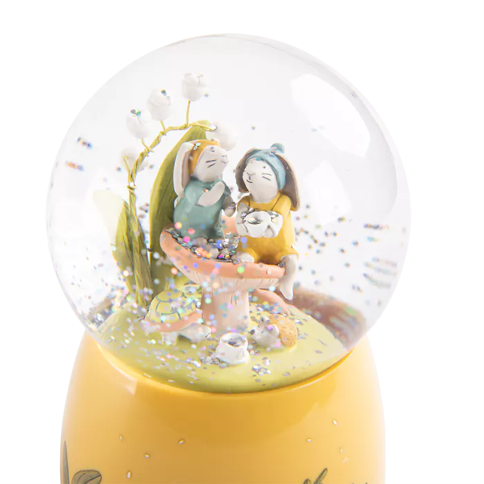 Moulin Roty Musical Snow Globe, Trois Petits Lapins