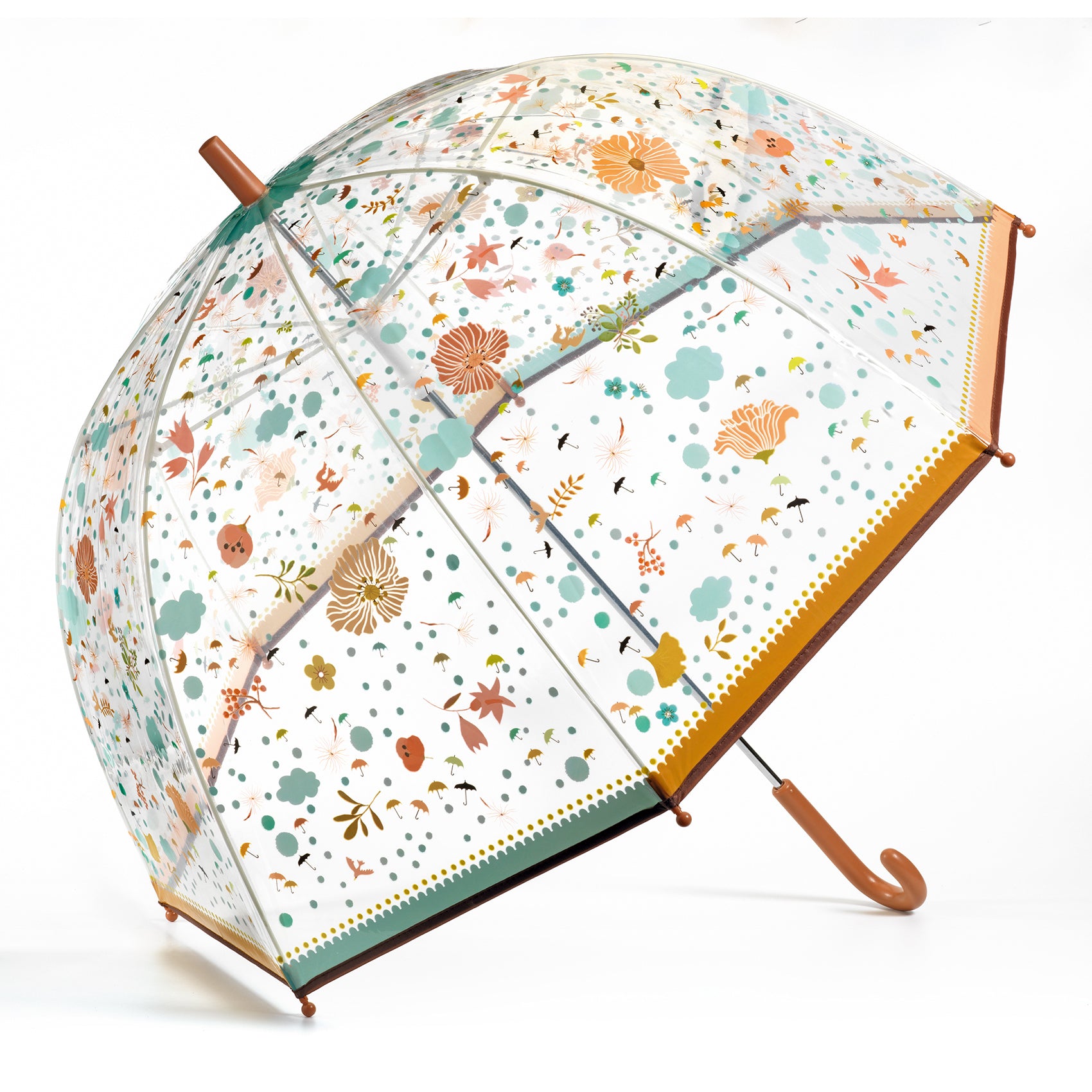 Floral patterned umbrella on a white background