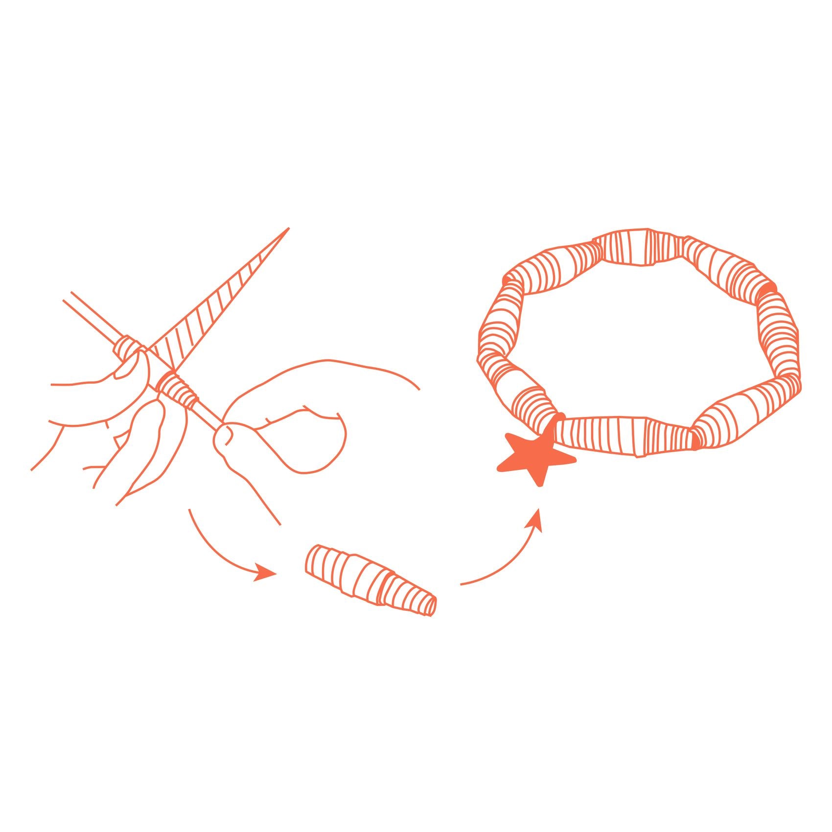 Illustration of a hand tying a knot with rope on a white background