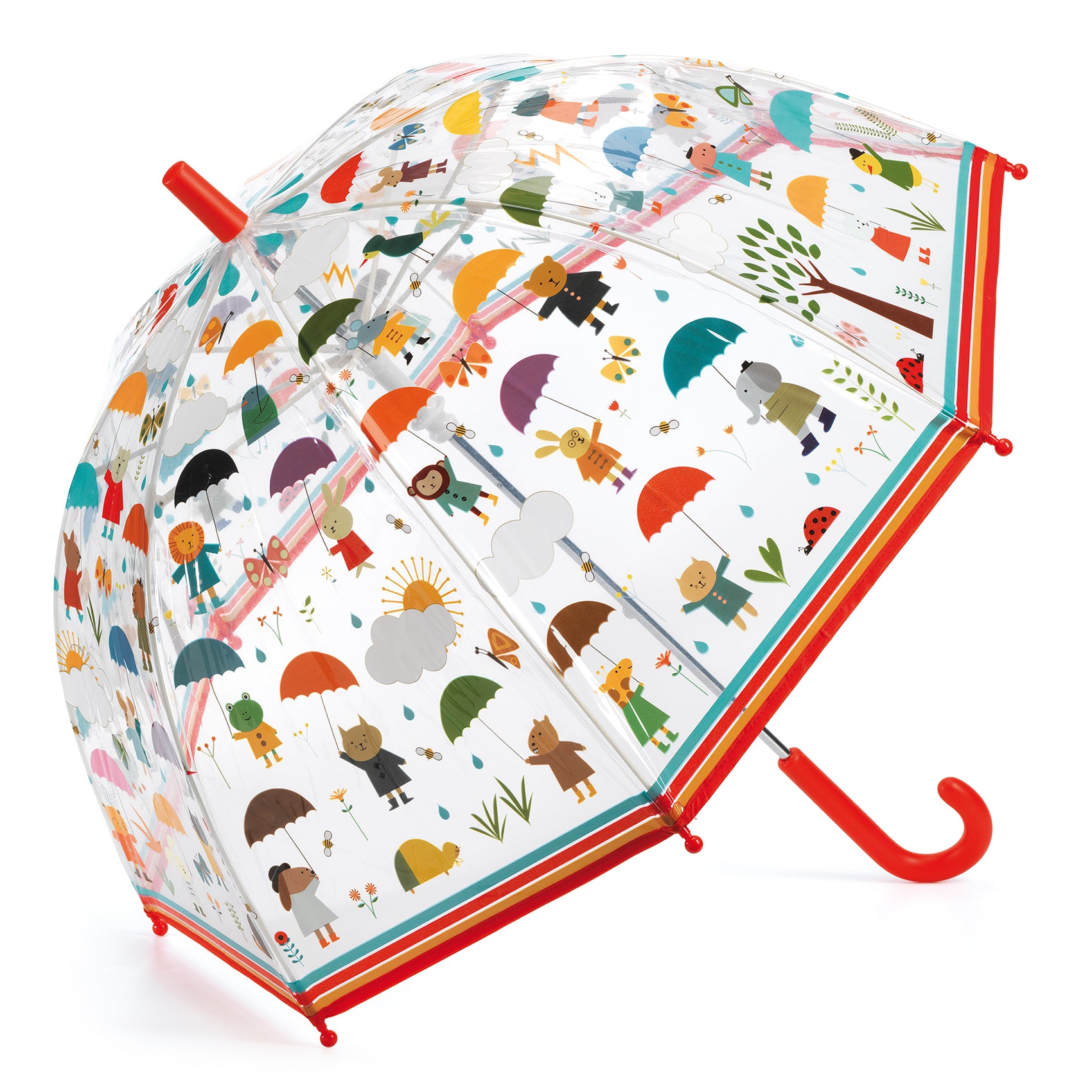 Children's umbrella with colorful pattern on a white background