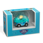 Toy vehicle in a blue box with 'Crazy Motors' branding