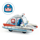 Toy helicopter with a medical cross on a white background