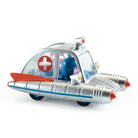 Toy vehicle with a character inside on a white background