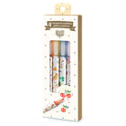 Packaging of four glitter markers with a visible brand logo on a white background