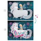 Unicorn and fairy illustration with diamond painting and mosaic design options.
