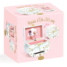 Pink music box with a fairy design and 'Mélodie d'Elfe' text on a white background
